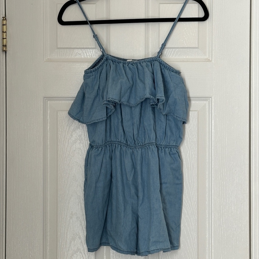 Rebellion Again Ruffle Shorts Romper Juniors Medium Summer Spaghetti Strap